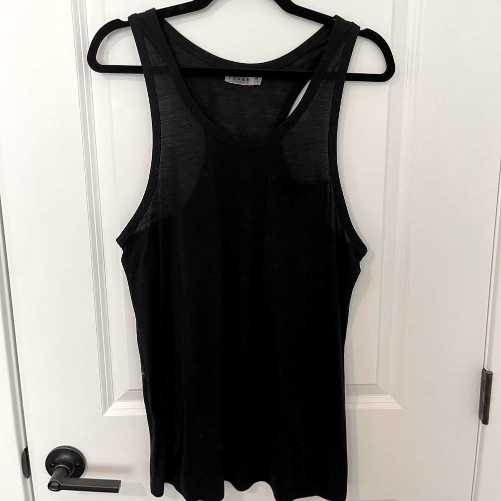 REHAB Black Tank Top w Front Pocket